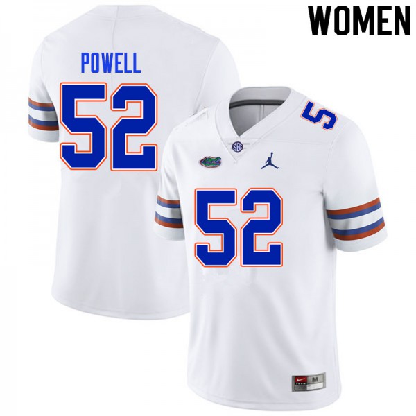 Women #52 Antwuan Powell Florida Gators College Football Jerseys White